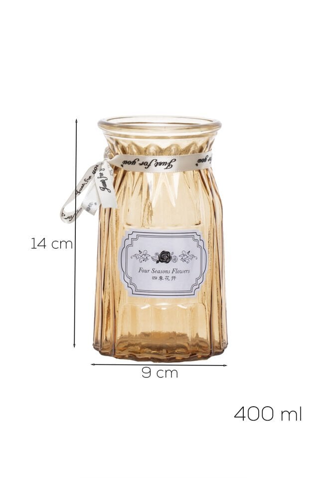 Porsima DHZ90225 Dekoratif Cam Vazo Kahve 14cm-400ml