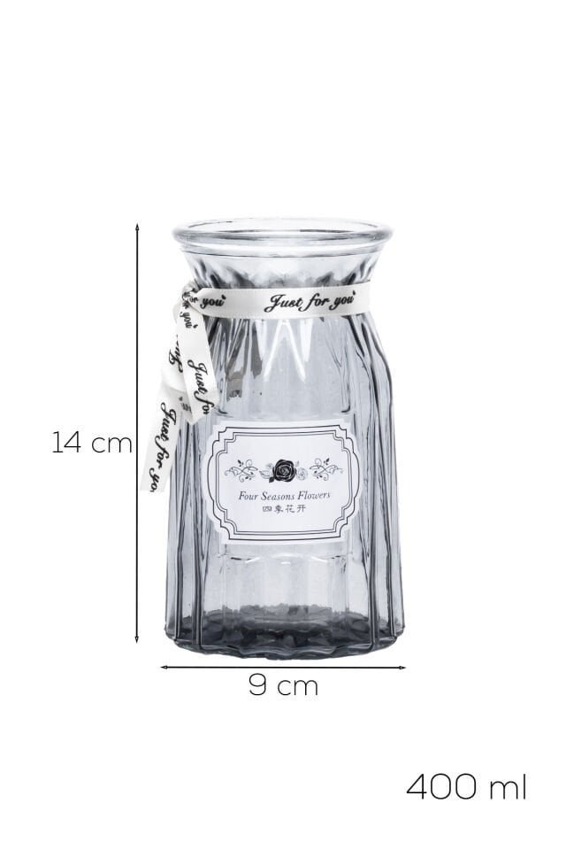 Porsima DHZ90225-1 Dekoratif Cam Vazo Antrasit 14cm-400ml