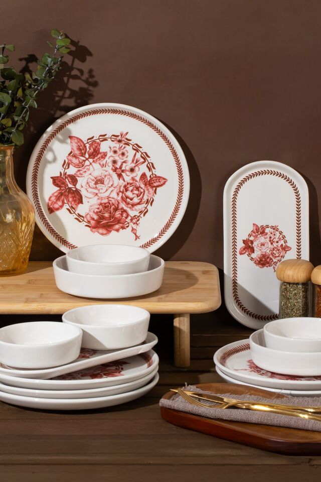 Perotti Danish 28 Parça 12 Kişilik Stackable Kahvaltı Takımı Sosluklu Kahvaltılık Sunum Seti Tabağı