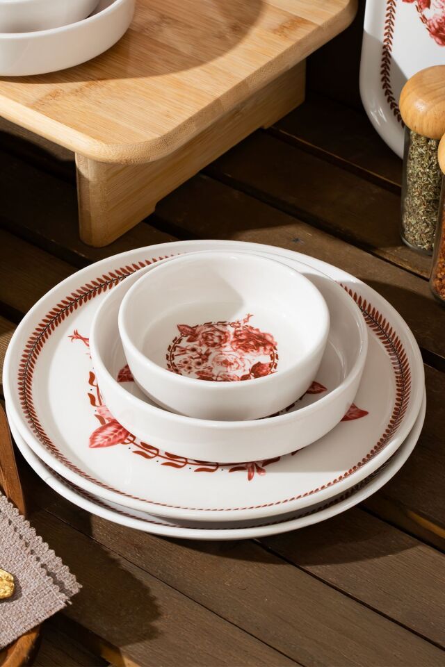 Perotti Danish 28 Parça 12 Kişilik Stackable Kahvaltı Takımı Sosluklu Kahvaltılık Sunum Seti Tabağı