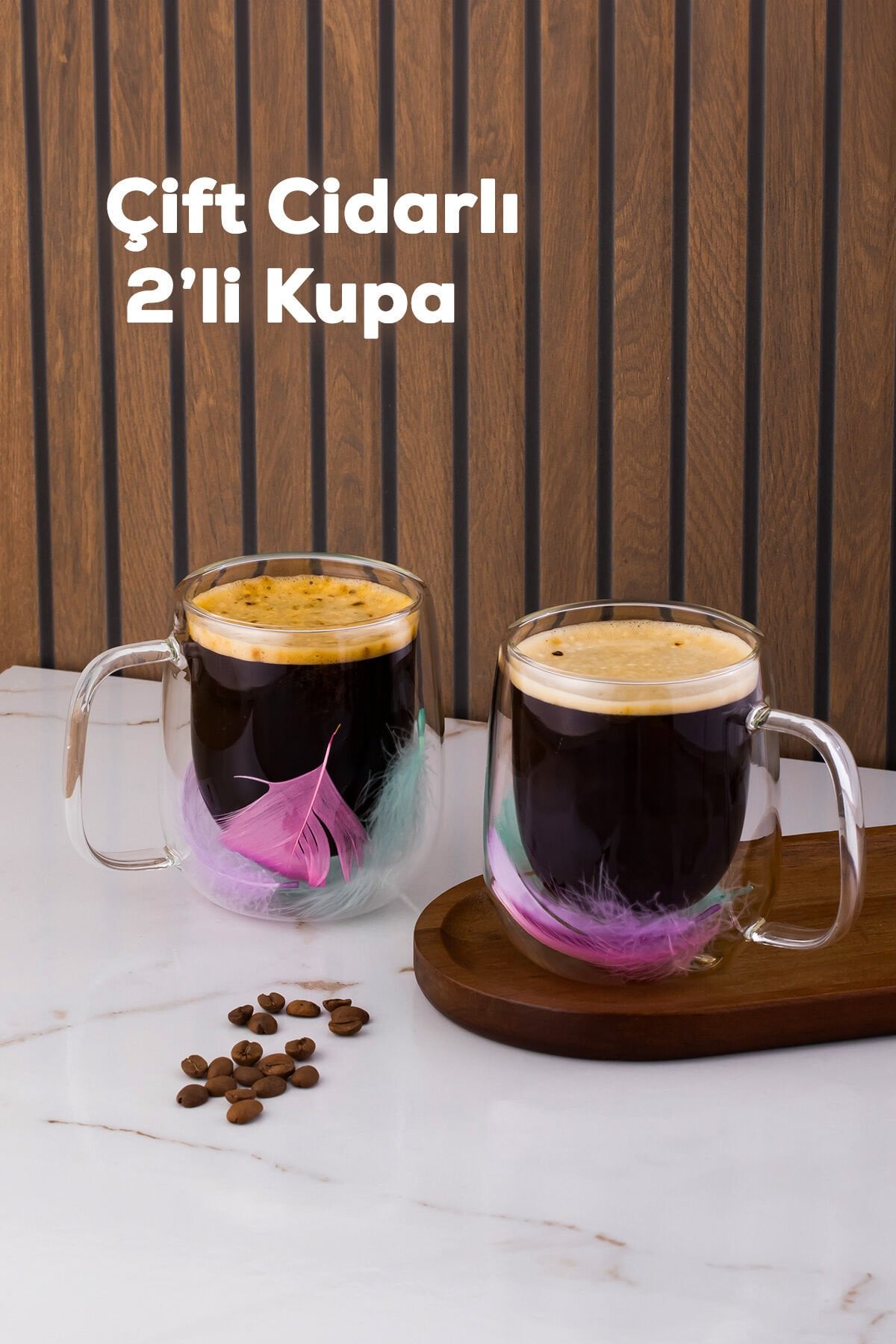 Perotti 16791 Double Feather Çift Cidarlı Kupa Bardak 2 Adet 250 ml