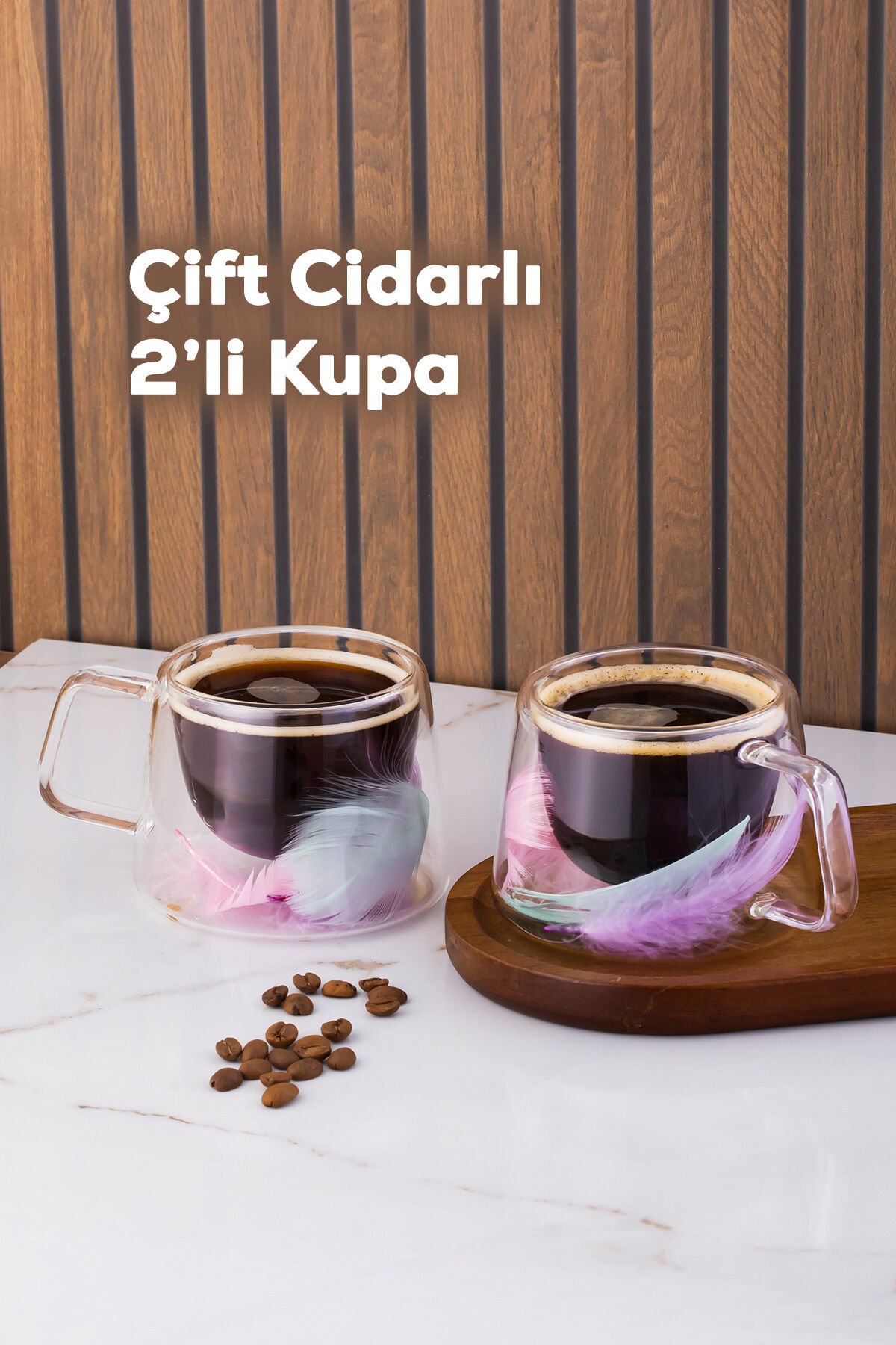 Perotti 16797 Double Feather Çift Cidarlı Kupa Bardak 2 Adet 200 ml
