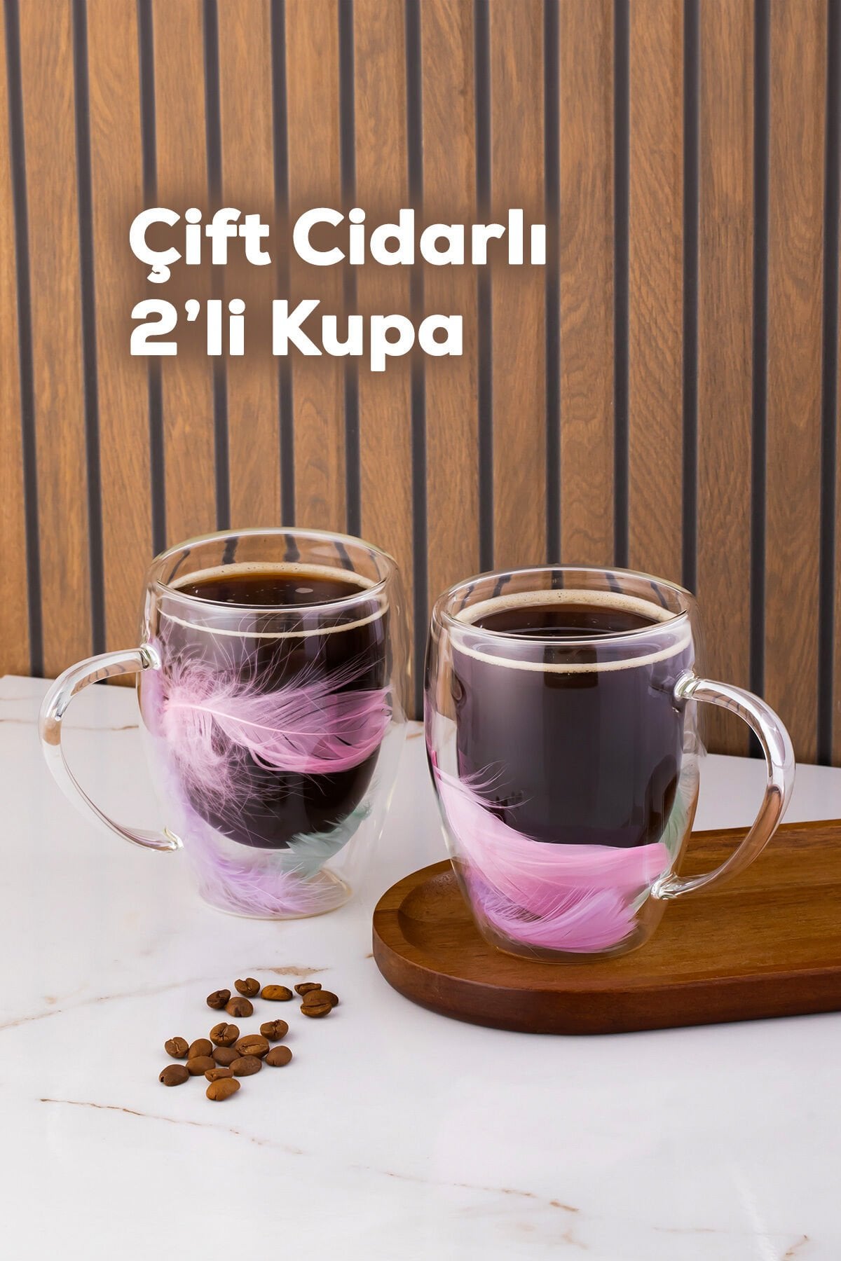 Perotti 16796 Double Feather Çift Cidarlı Kupa Bardak 2 Adet 350 ml