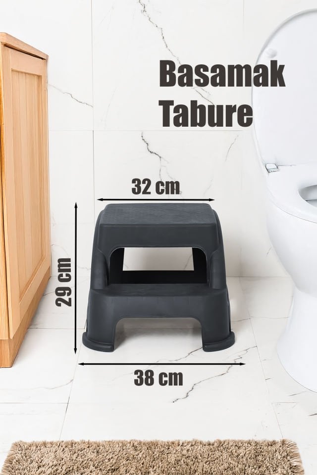 Porsima AK-642 Basamaklı Tabure Mutfak Merdiveni Katlı Basamak Merdiven Tabure Çocuk Merdiveni Antrasit