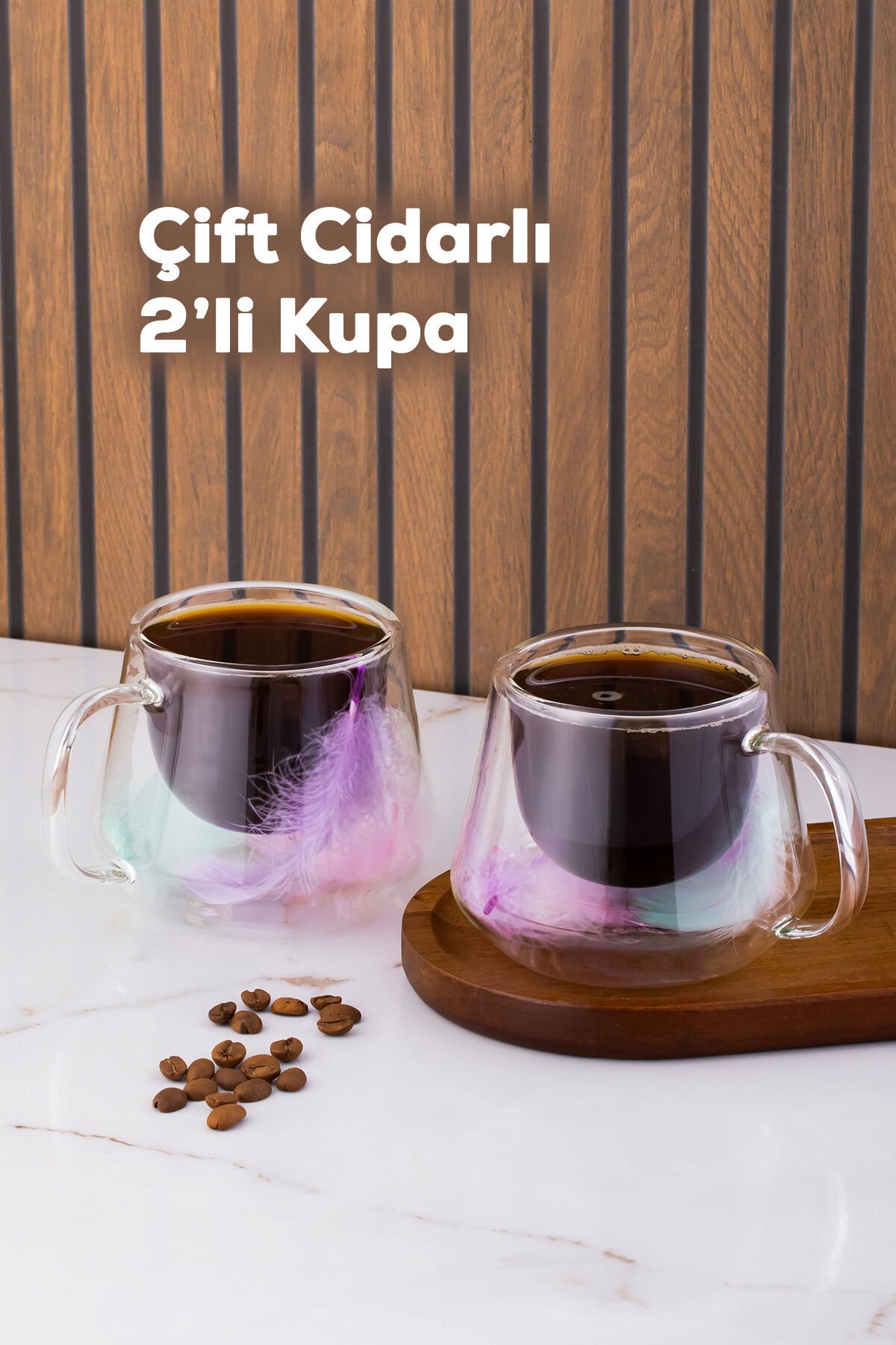Perotti 16798 Double Feather Çift Cidarlı Kupa Bardak 2 Adet 200 ml