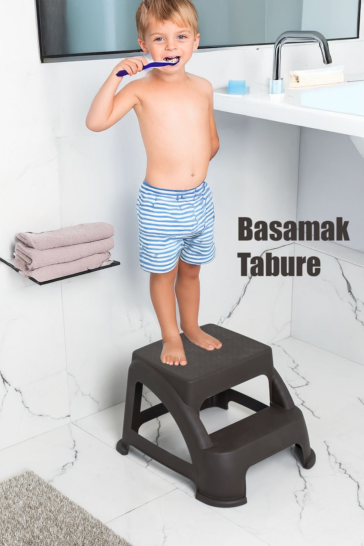 Porsima AK-642 Basamaklı Tabure Mutfak Merdiveni Katlı Basamak Merdiven Tabure Çocuk Merdiveni Bitter