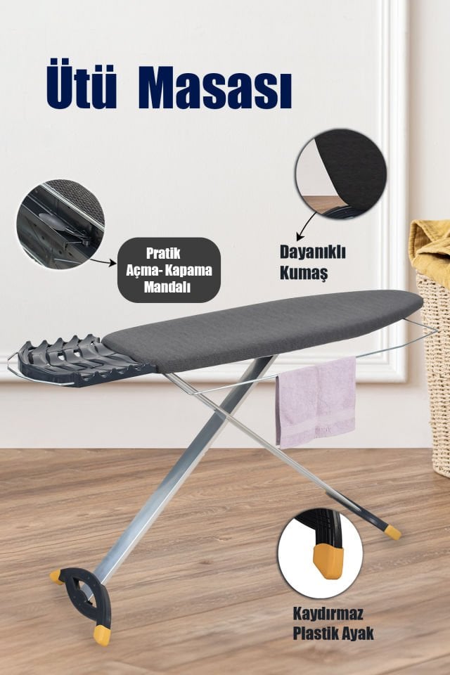 Perilla Lilyum 43x124 Cm Alüminyum Ütü Masası