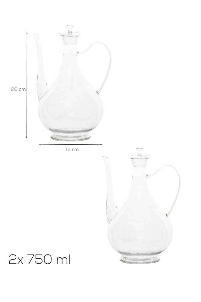 Porsima 5323 2li Borosilikat Cam İbrik Model Zeytinyağ Şişesi Takımı - 2li Yağlık ve Sirkelik Seti 750ml+750ml