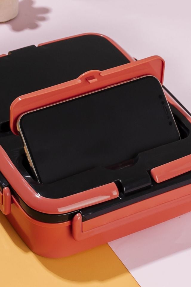 Porsima 1392-2 Çelik 3 Bölmeli Yemek Termosu Beslenme Kutusu Lunchbox Sefer Tası-KIRMIZI