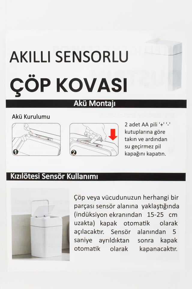 Porsima Me03 Hareket Sensörlü Sessiz Kapatma Çöp Kutusu Banyo Mutfak Çöp Kovası Kapaklı Banyo Çöp Kovası 22Lt