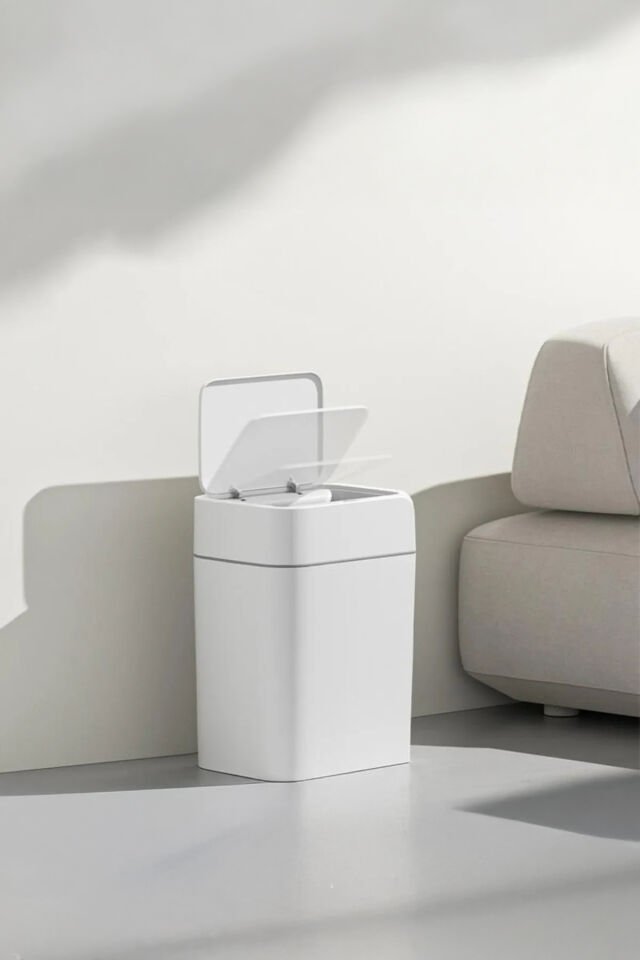 Porsima Me03 Hareket Sensörlü Sessiz Kapatma Çöp Kutusu Banyo Mutfak Çöp Kovası Kapaklı Banyo Çöp Kovası 22Lt