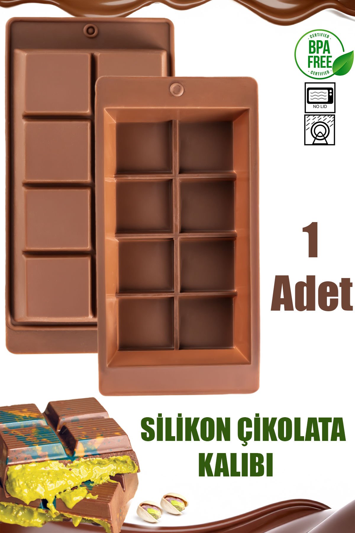 PORSIMA MYS 30301-1 Çikolata Kabı Dubai Silikon, Çikolata Yapma Kalıbı Bpa Free Pratik Çikolata Kabı