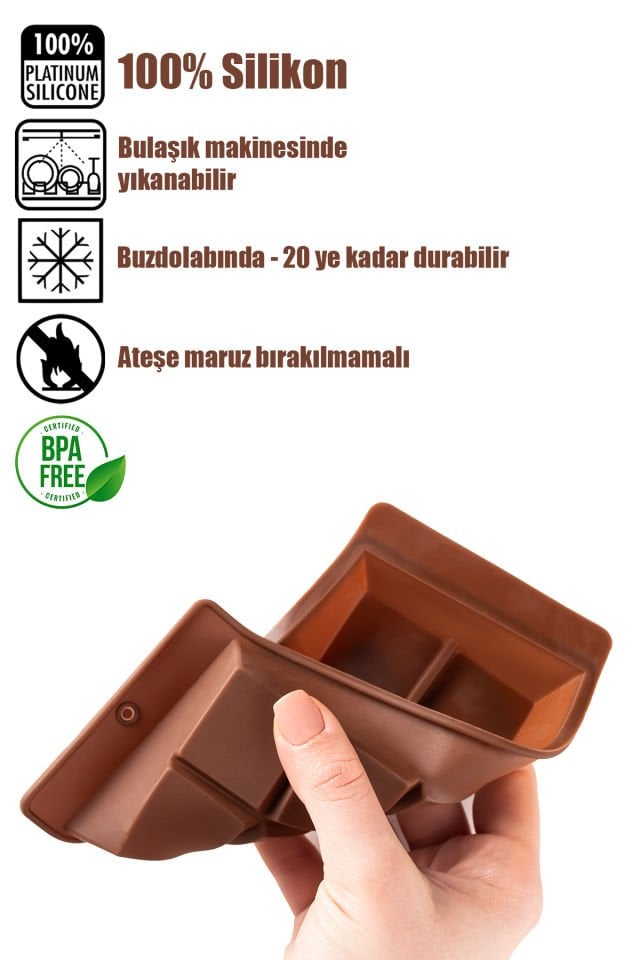 PORSIMA MYS 30301-1 Çikolata Kabı Dubai Silikon, Çikolata Yapma Kalıbı Bpa Free Pratik Çikolata Kabı 2 Adet