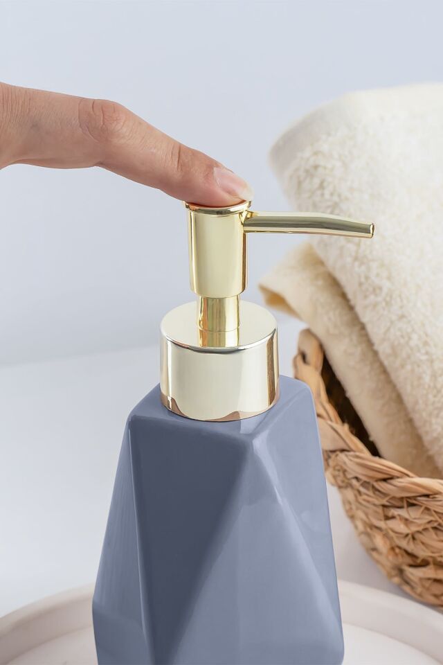 Porsima 3203 Porselen Sıvı Sabunluk - Tezgah Üstü Banyo Mutfak Lavabo Sabunluğu - 250 Cc