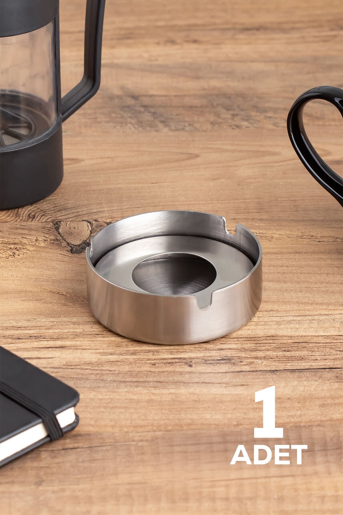 Porsima ETN-016 Paslanmaz Çelik Metal Kül Tablası - Kapaklı Rüzgar Geçirmez Küllük