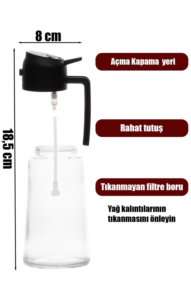Porsima ALK-3154 Çok Amaçlı Cam Sprey Şişe -Yağdanlık Limon Sirke Sos Püskürtücü, Sızdırmaz Yağdanlık Krem
