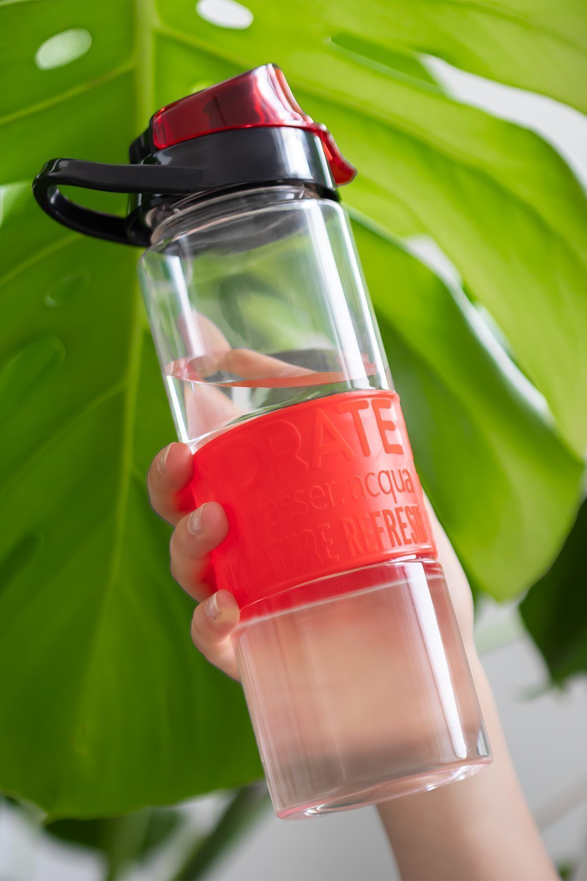 Porsima 161506-095 Desenli Su Şişesi Matara Suluk -sporcu Matarası Kırmızı