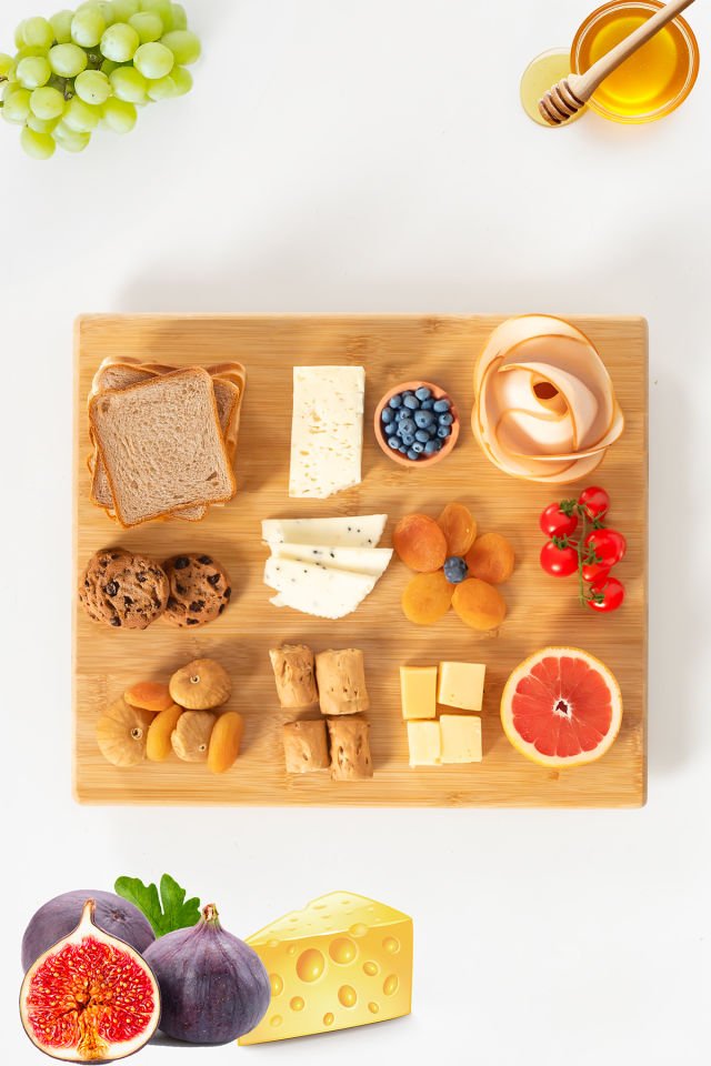 Porsima Bambu Peynir Pizza Tahtası Sunum Tahtası 360 Derece Dönen Yuvarlak Lüx Servis 35 x 30 x 1.5 cm