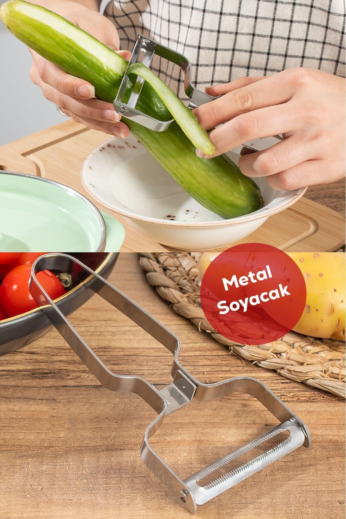 Porsima 16563-10 Paslanmaz Meyve Sebze Soyacak Çok Amaçlı Jülyen Dilimleyici