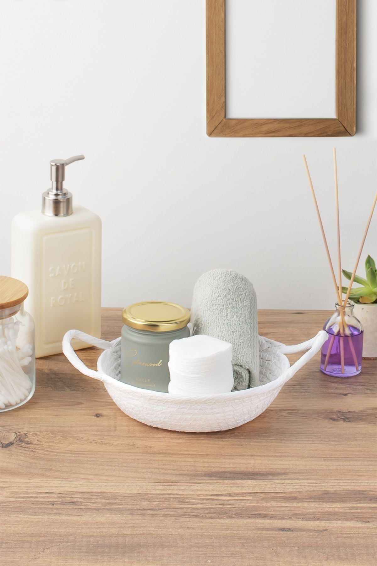 Porsima 15289 Çok Amaçlı Hasır Sepet Düzenleyici Ekmeklik Beyaz