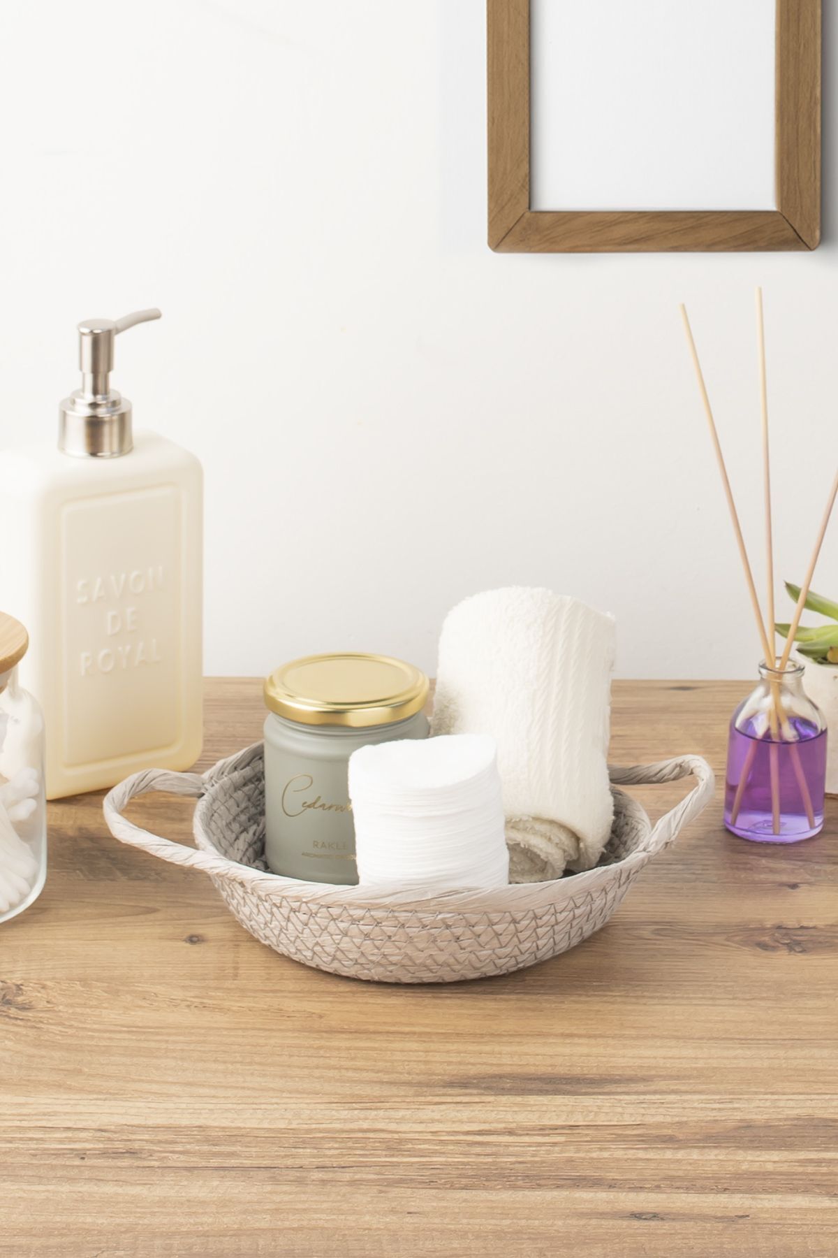 Porsima 15289 Yuvarlak Hasır Sepet Düzenleyici Ekmeklik - Gri