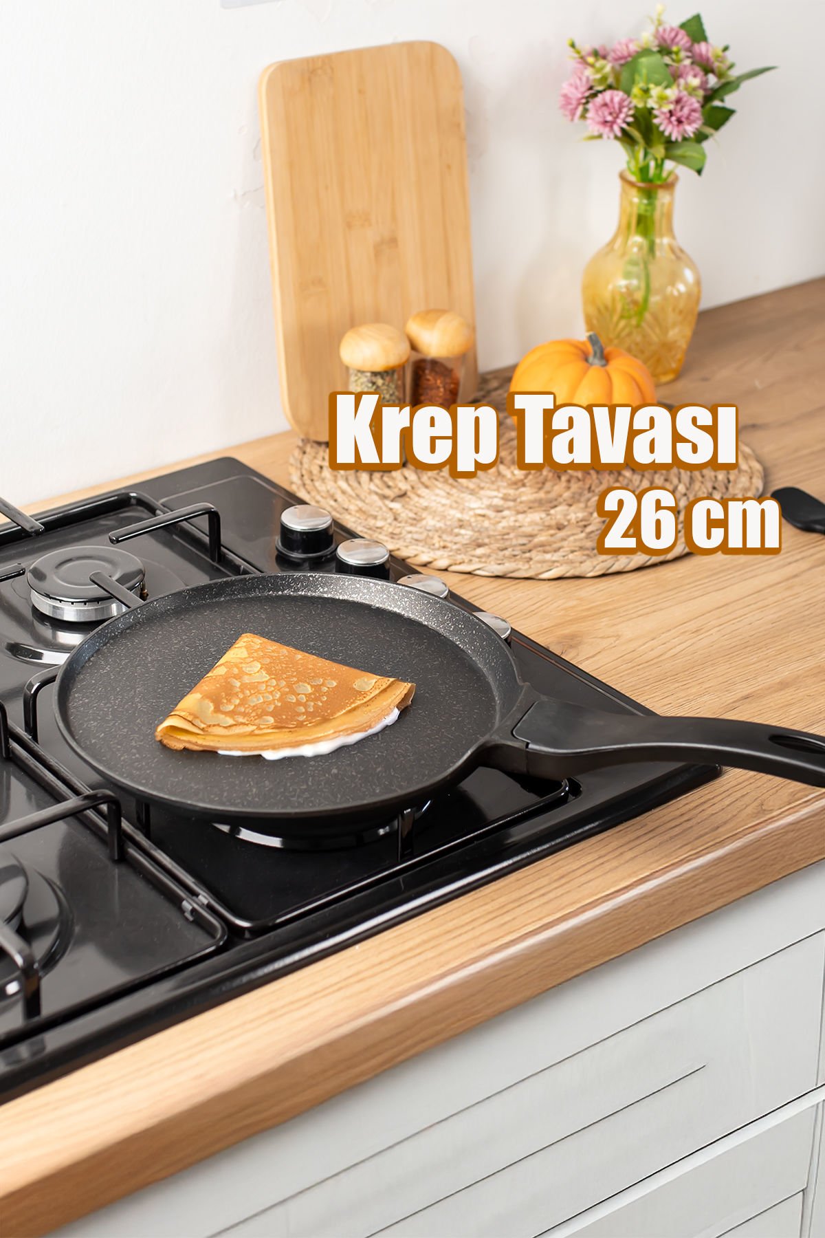 Lines Dayanıklı Yuvarlak Granit Krep Tavası 26 Cm