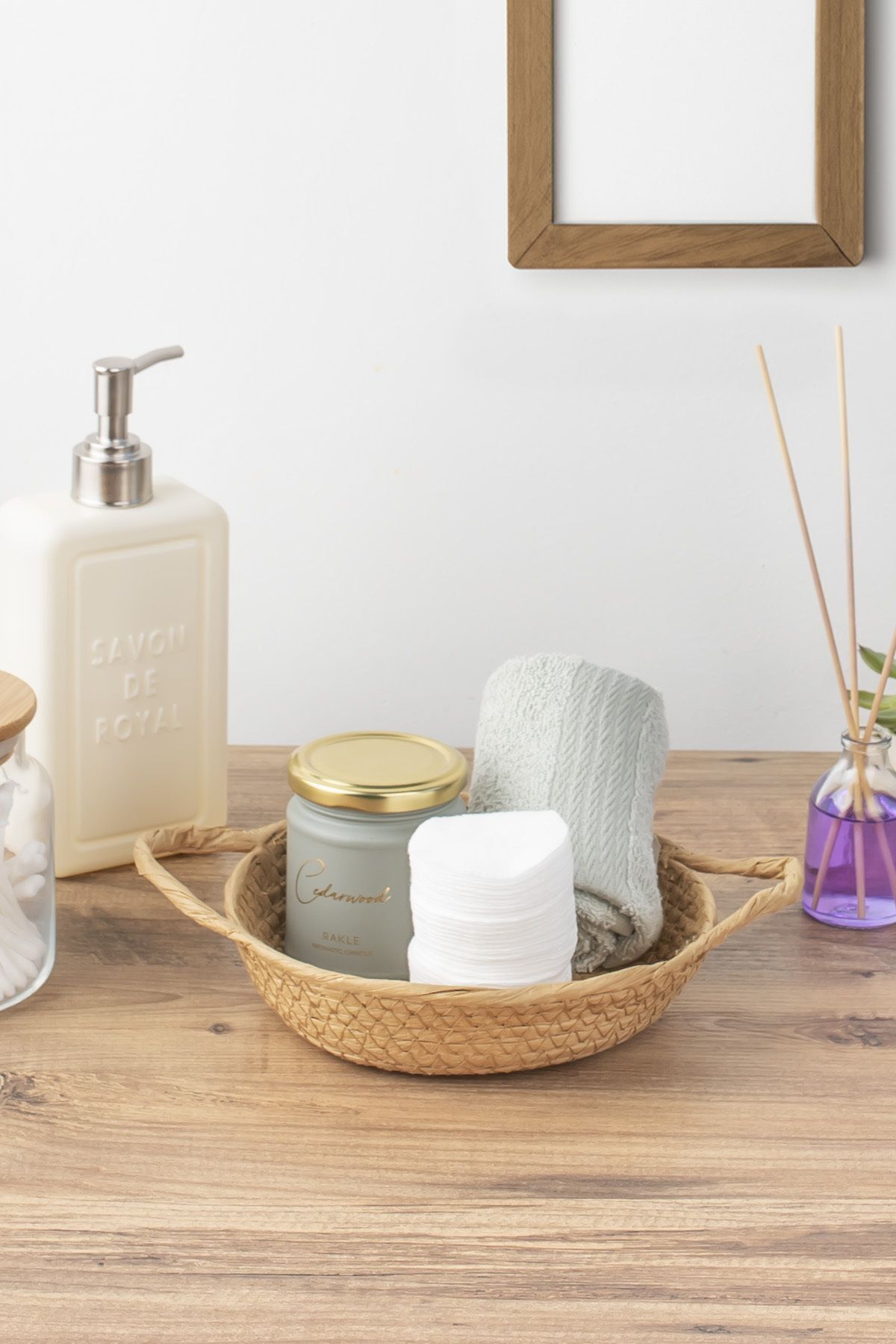 Porsima 15289 Yuvarlak Hasır Sepet Düzenleyici Ekmeklik Cappuccin