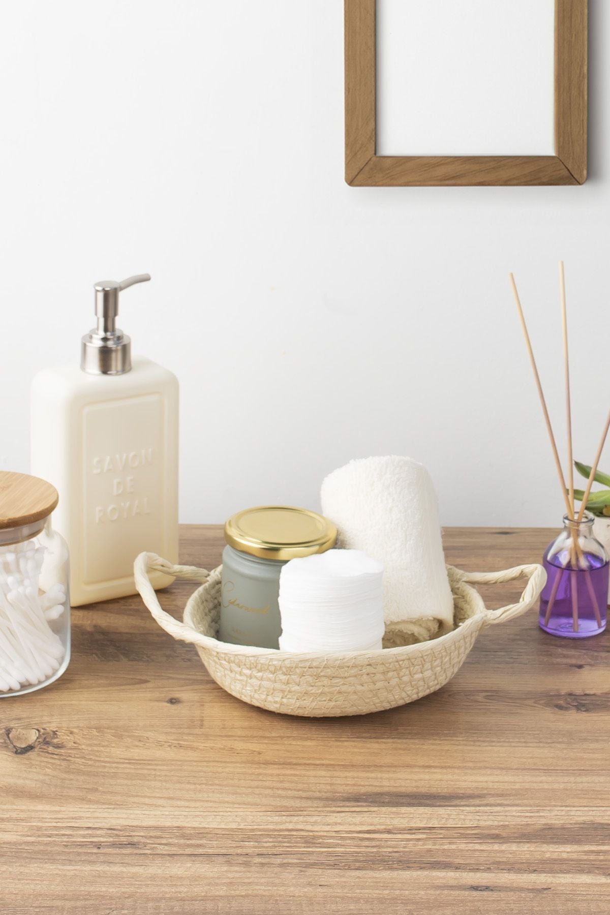 Porsima 15289 Yuvarlak Hasır Sepet Düzenleyici Ekmeklik - Krem