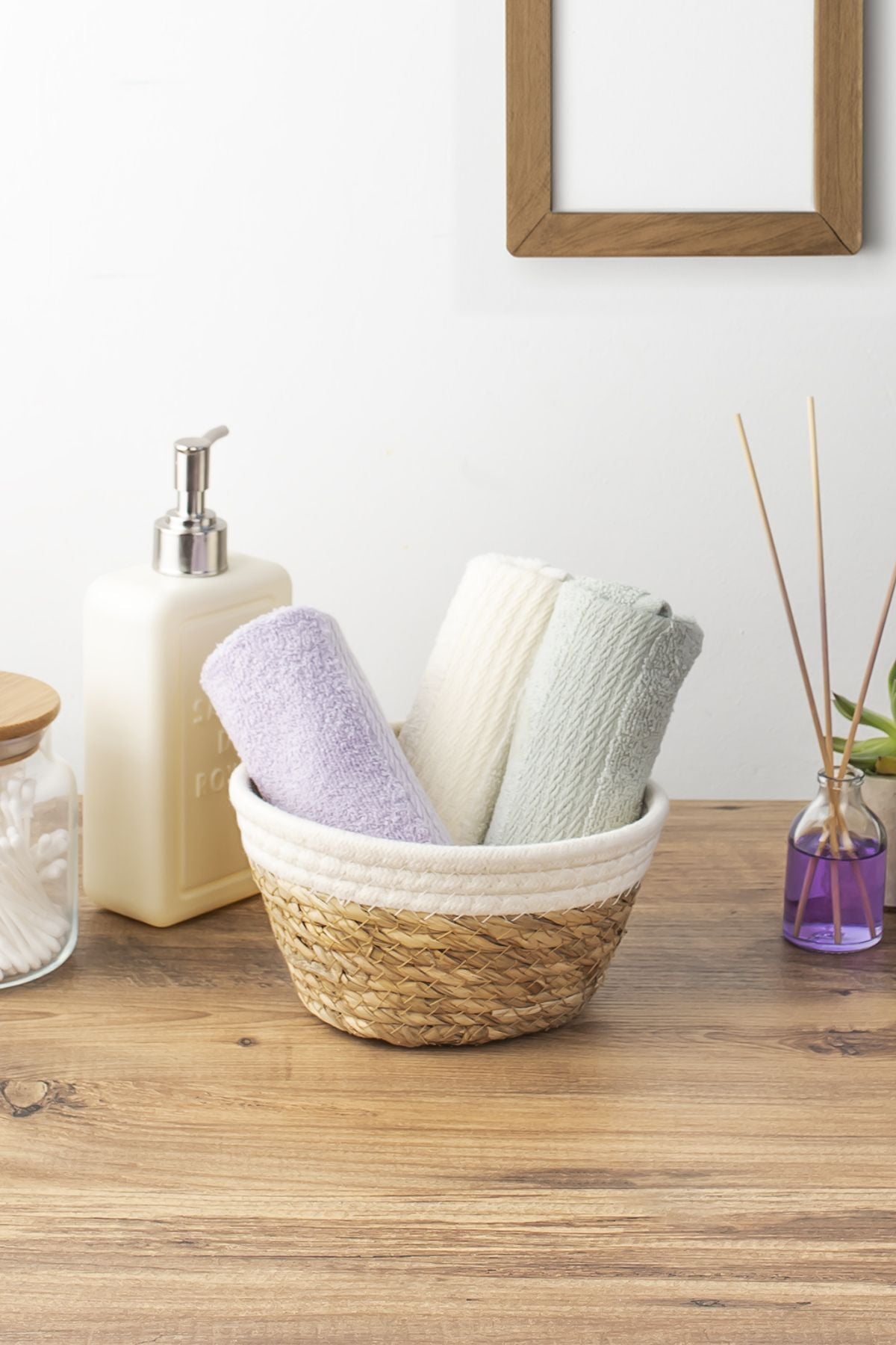 Porsima 15292 Yuvarlak Hasır Sepet Düzenleyici Ekmeklik - Beyaz