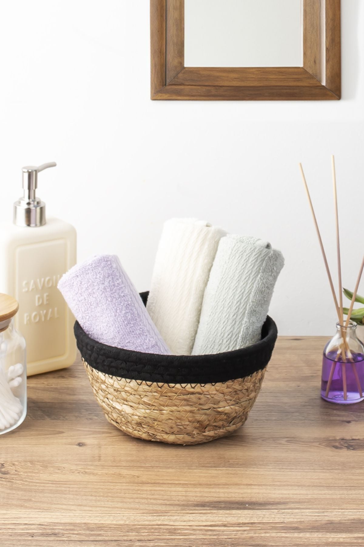 Porsima 15292 Yuvarlak Hasır Sepet Düzenleyici Ekmeklik - Siyah