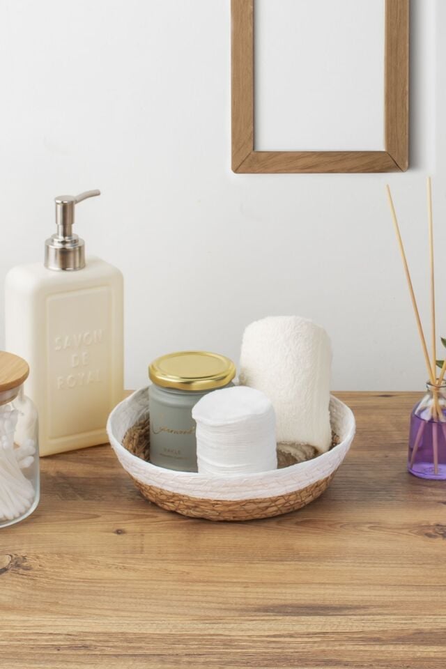 Porsima 15293 Çok Amaçlı Hasır Sepet Düzenleyici Ekmeklik Beyaz