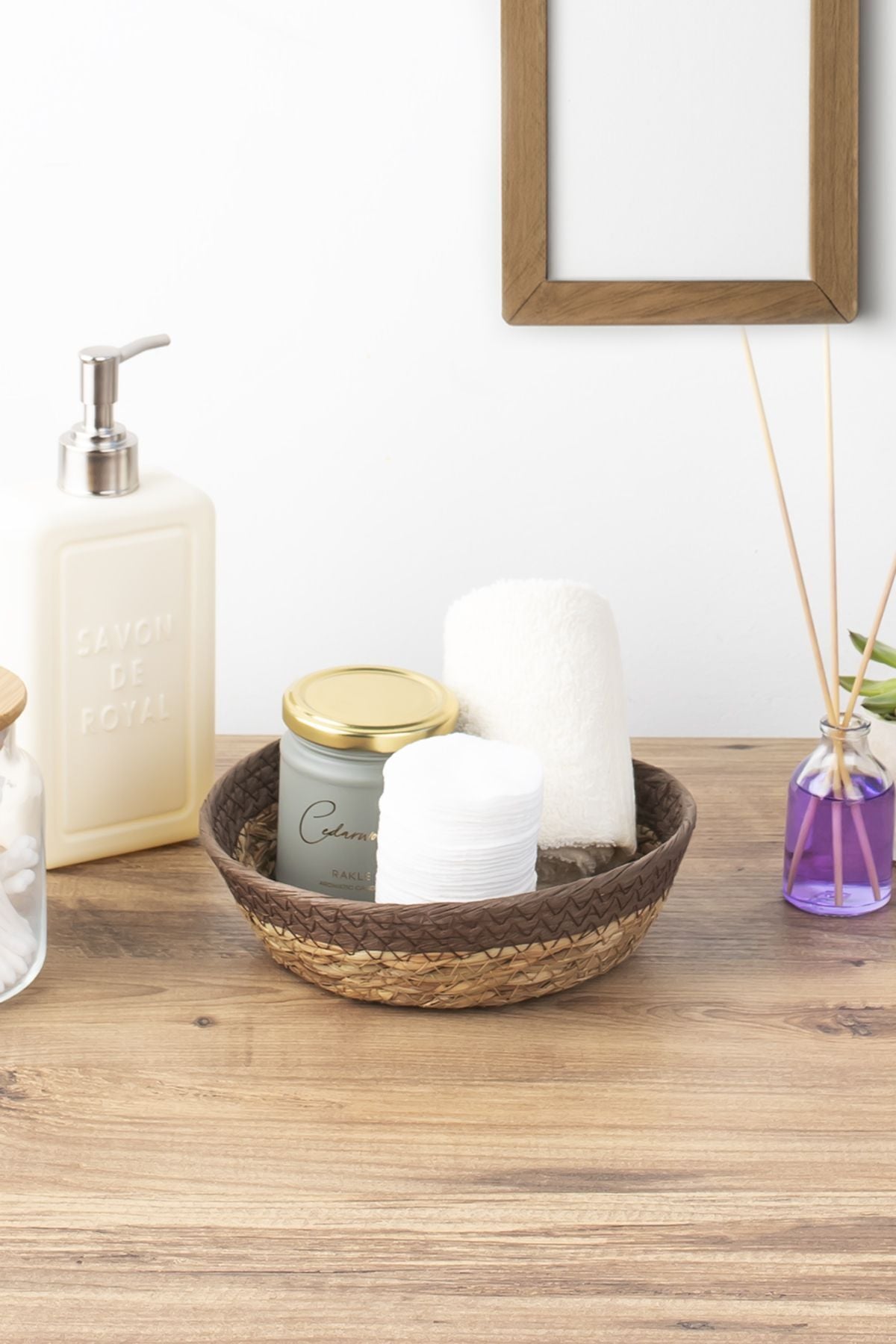 Porsima 15293 Yuvarlak Hasır Sepet Düzenleyici Ekmeklik - Kahve