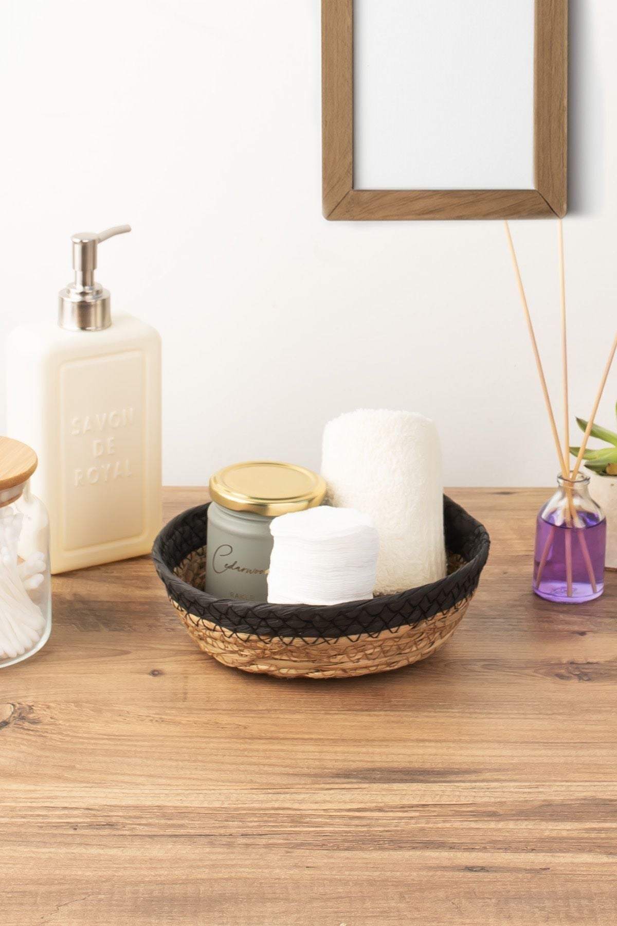 Porsima 15293 Çok Amaçlı Hasır Sepet Düzenleyici Ekmeklik Siyah