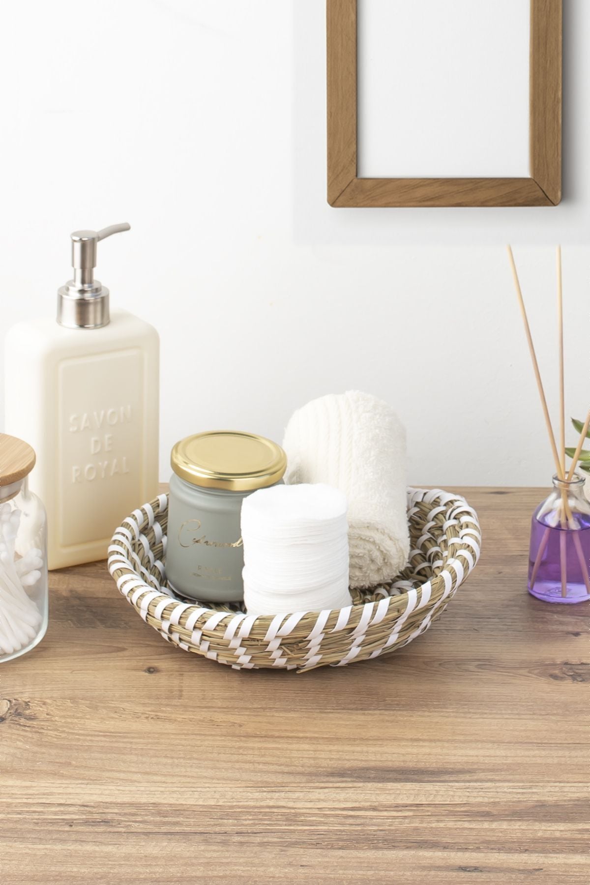 Porsima 15294 Yuvarlak Hasır Sepet Düzenleyici Ekmeklik - Beyaz