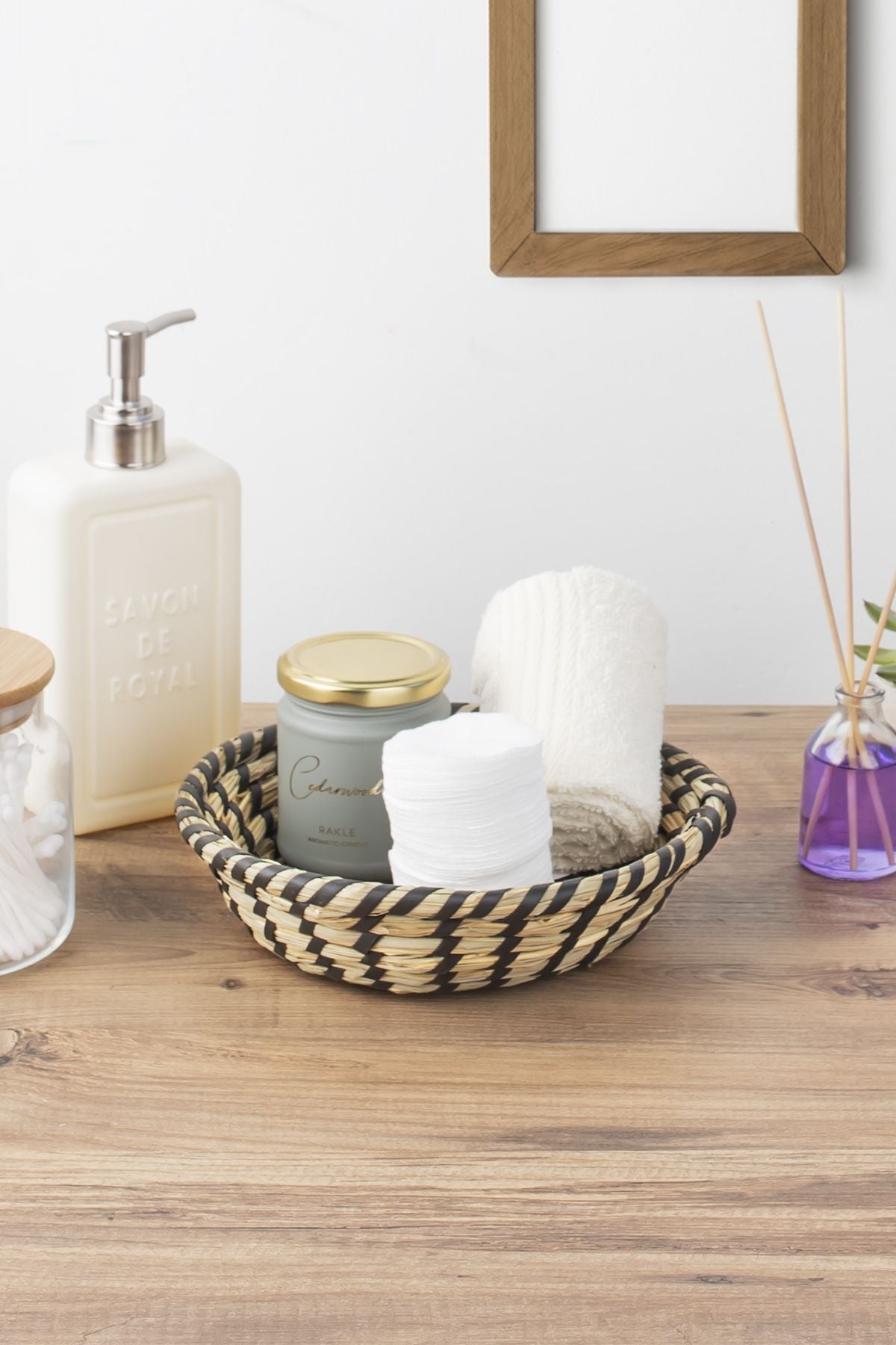 Porsima 15294 Yuvarlak Hasır Sepet Düzenleyici Ekmeklik - Siyah