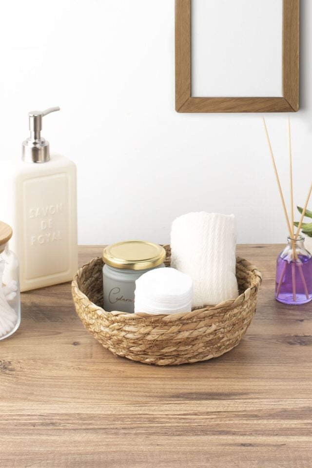 Porsima 15295 Yuvarlak Dekoratif Hasır Sepet Düzenleyci Ekmeklik