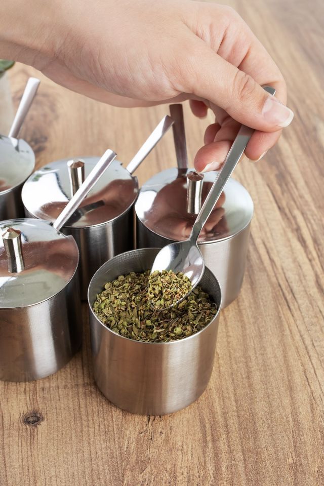 Porsima Elit 12 Li Paslanmaz Çelik Çay Kaşıklı Kapaklı Metal Şekerlik Masaüstü Baharatlık Takımı