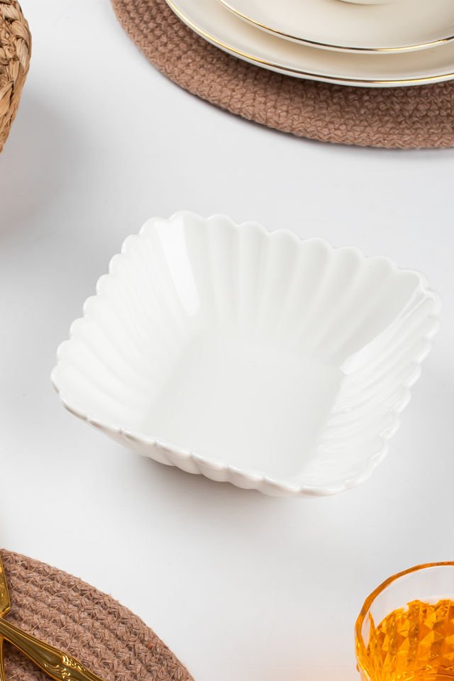 Porsima 1750N Porselen Kase, Derin Kase Sunum, Servis Kasesi Servis Tabağı Kare 16 Cm