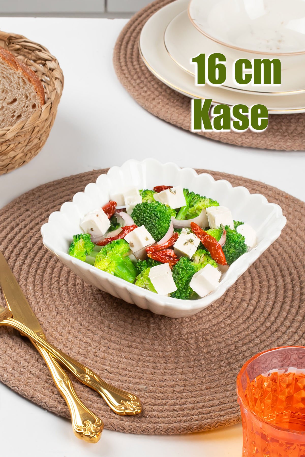 Porsima 1750N Porselen Kase, Derin Kase Sunum, Servis Kasesi Servis Tabağı Kare 16 Cm