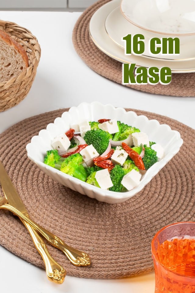 Porsima 1750N Porselen Kase, Derin Kase Sunum, Servis Kasesi Servis Tabağı Kare 16 Cm