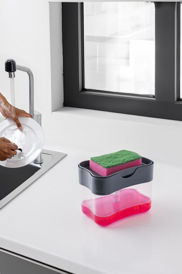 Porsima Org-98 Deterjan Hazneli Pompalı Süngermatik - Sıvı Sabunluk Deterjanlık Organizer