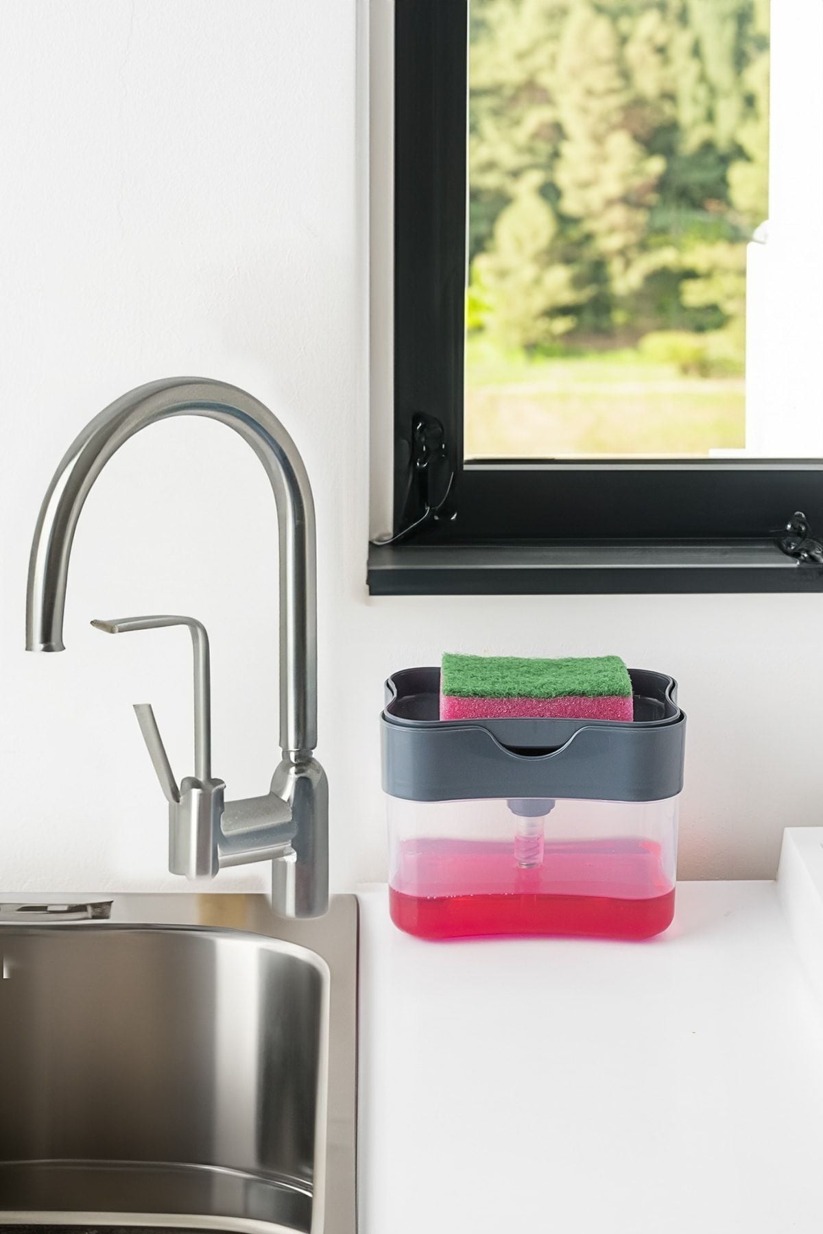 Porsima Org-98 Deterjan Hazneli Pompalı Süngermatik - Sıvı Sabunluk Deterjanlık Organizer