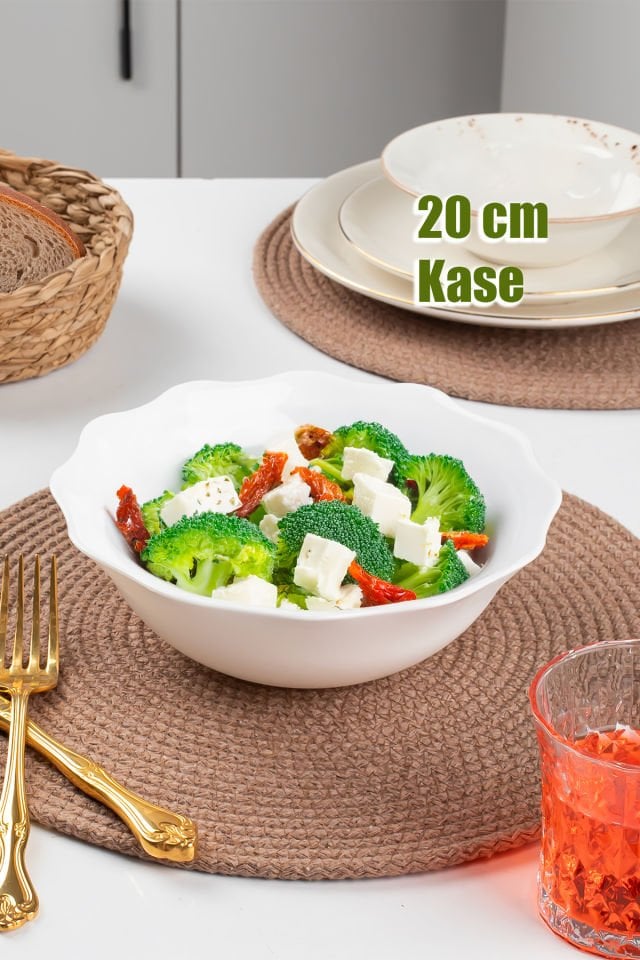Porsima LHJW80 Porselen Kase, Derin Kase Sunum, Servis Kasesi Servis Tabağı 20 Cm