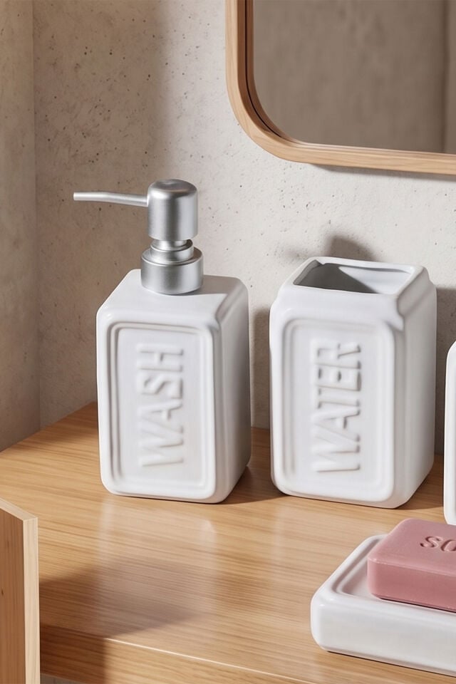 Perotti 13891-2 WELL Stoneware 4 Parça Banyo Seti Beyaz