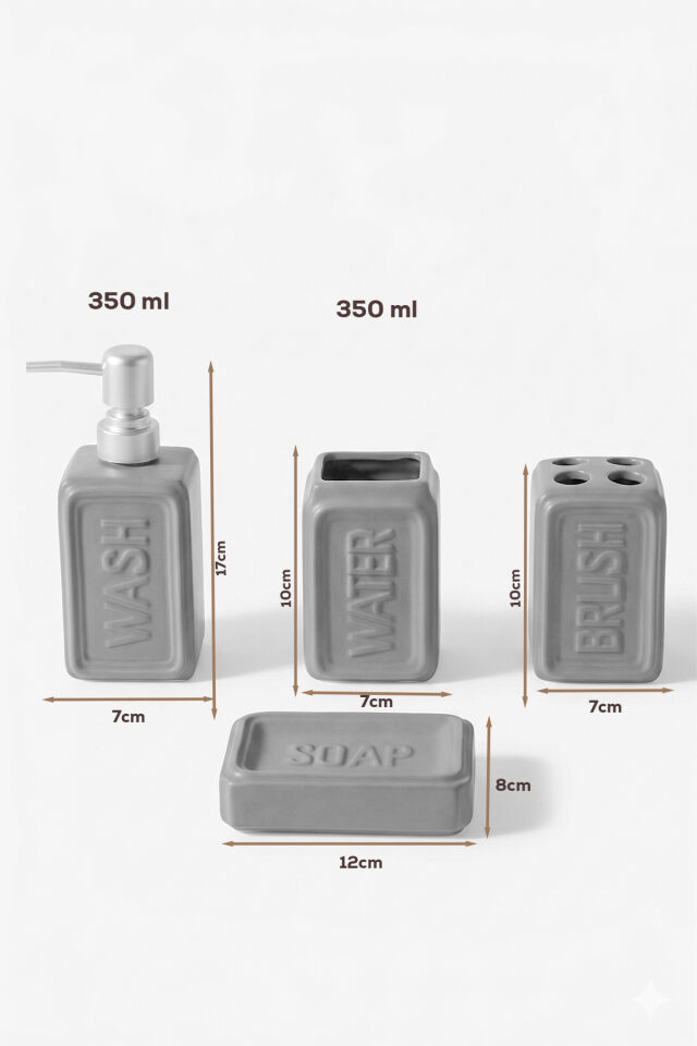 Perotti 13891 WELL Stoneware 4 Parça Banyo Seti Gri