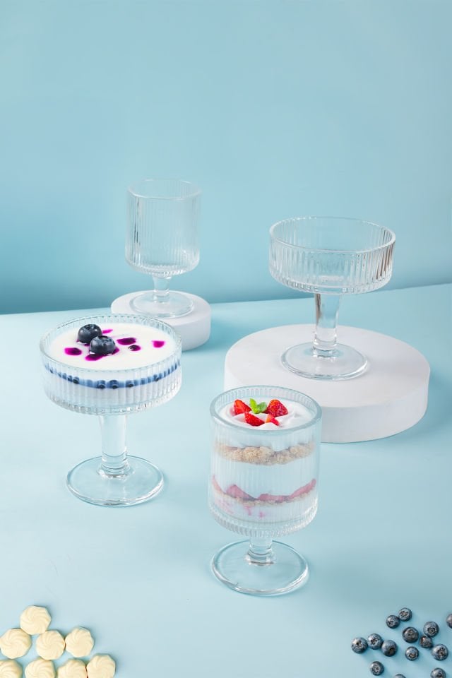 Porsima 4lü Ayaklı Dondurma Ve Magnolia Kasesi, Şekerlik, Çerezlik Sunum Kasesi 250ml - 150ml