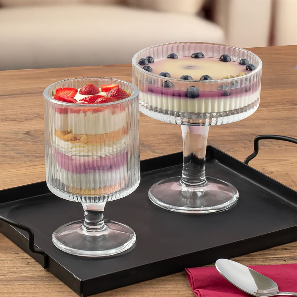 Porsima 4lü Ayaklı Dondurma Ve Magnolia Kasesi, Şekerlik, Çerezlik Sunum Kasesi 250ml - 150ml
