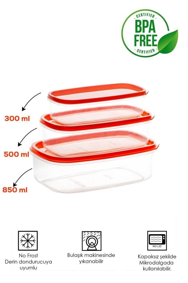 Porsima 1001 12 Li Dikdörtgen Plastik Saklama Kabı - Çok Amaçlı Gıda Erzak Saklama Kabı Seti