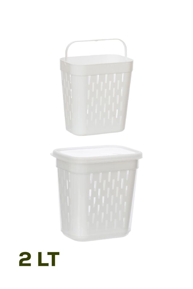 Porsima 1045 Süzgeçli Turşuluk Zeytinlik Çok Amaçlı Dikdörtgen Saklama Kabı - 2 Lt Şeffaf