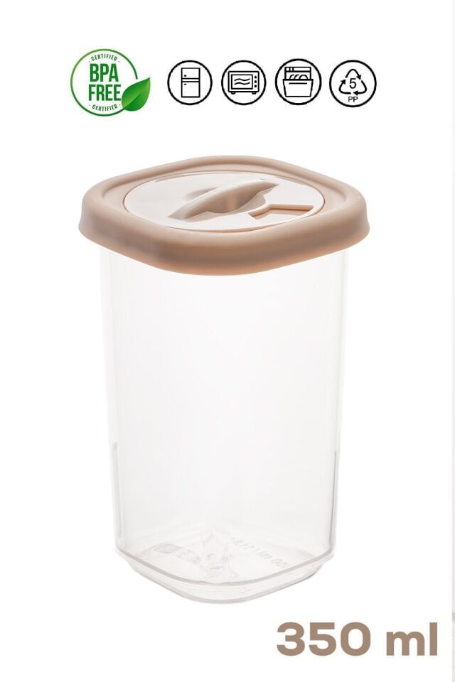 Porsima 1061 12li Kilit Kapak Etiketli Baharatlık Seti-baharatlık-saklama Kabı-350ml Cappuccino